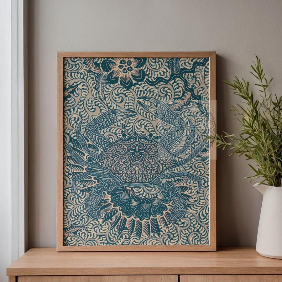 Crab Batik Wall Art Print