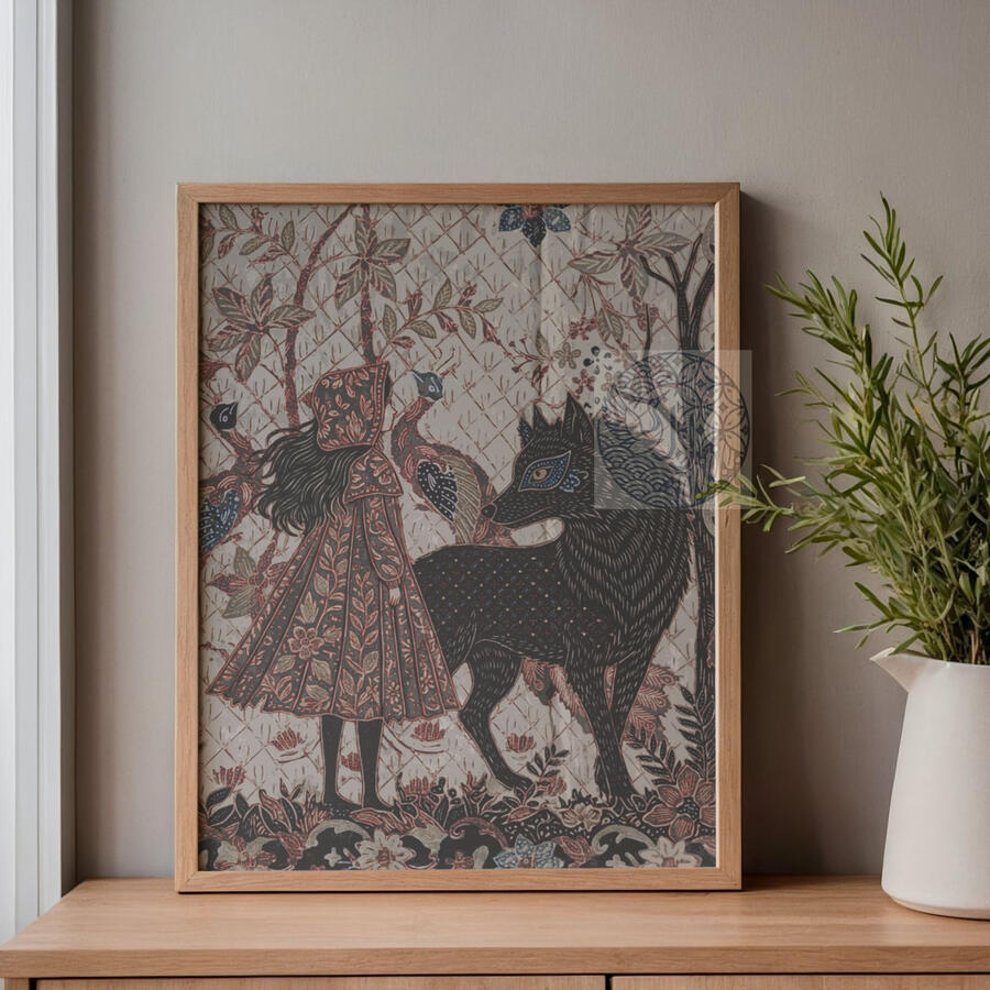 Little Red Riding Hood Javanese Batik Print Little Red Riding Hood Javanese Batik Print