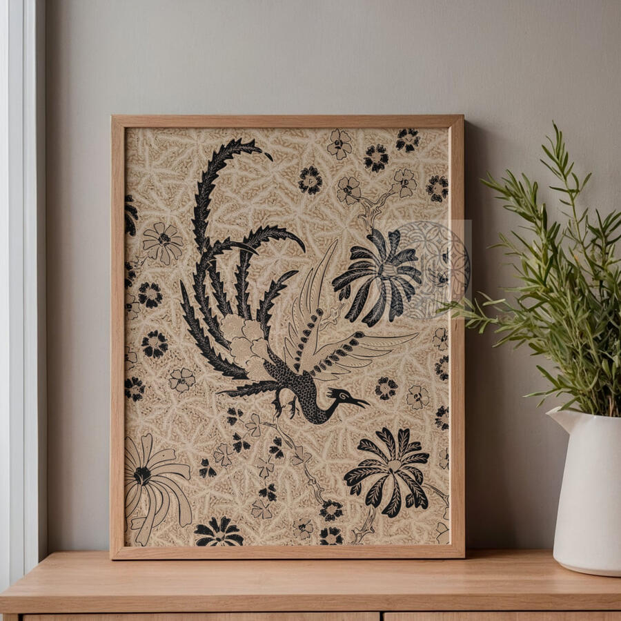 Batik Phoenix Wall Art Print Batik Phoenix Wall Art Print